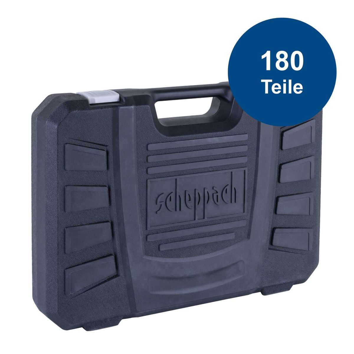 Werkzeugkoffer mit 180 Teilen von Scheppach, strukturierte Aufteilung in Schubladen und Fächern für praktischen Transport und Organisation