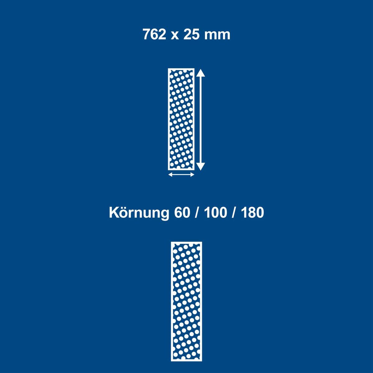 Scheppach-Drehmessdorn mit Maßen 762 x 25 mm und Kornstufen 60/100/180