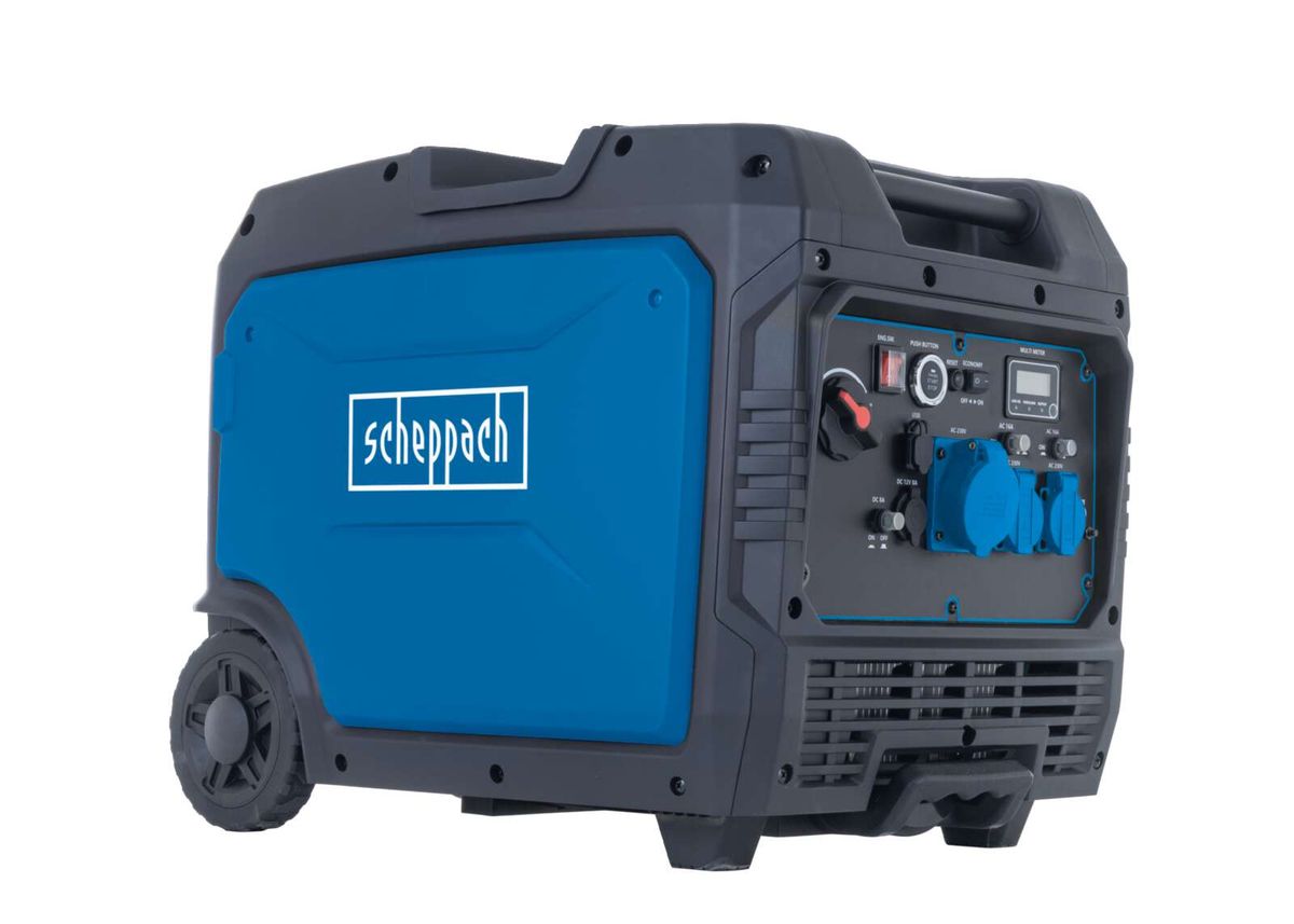 Scheppach-Inverter-Benzin-Stromerzeuger SG7000i, mobil mit Lenkvorrichtung