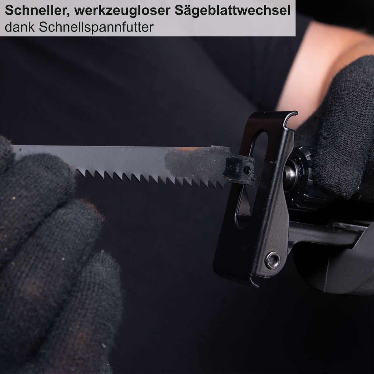 Schnellspannfutter für werkzeuglosen Sägeblattwechsel auf Akku-Säbelsäge
