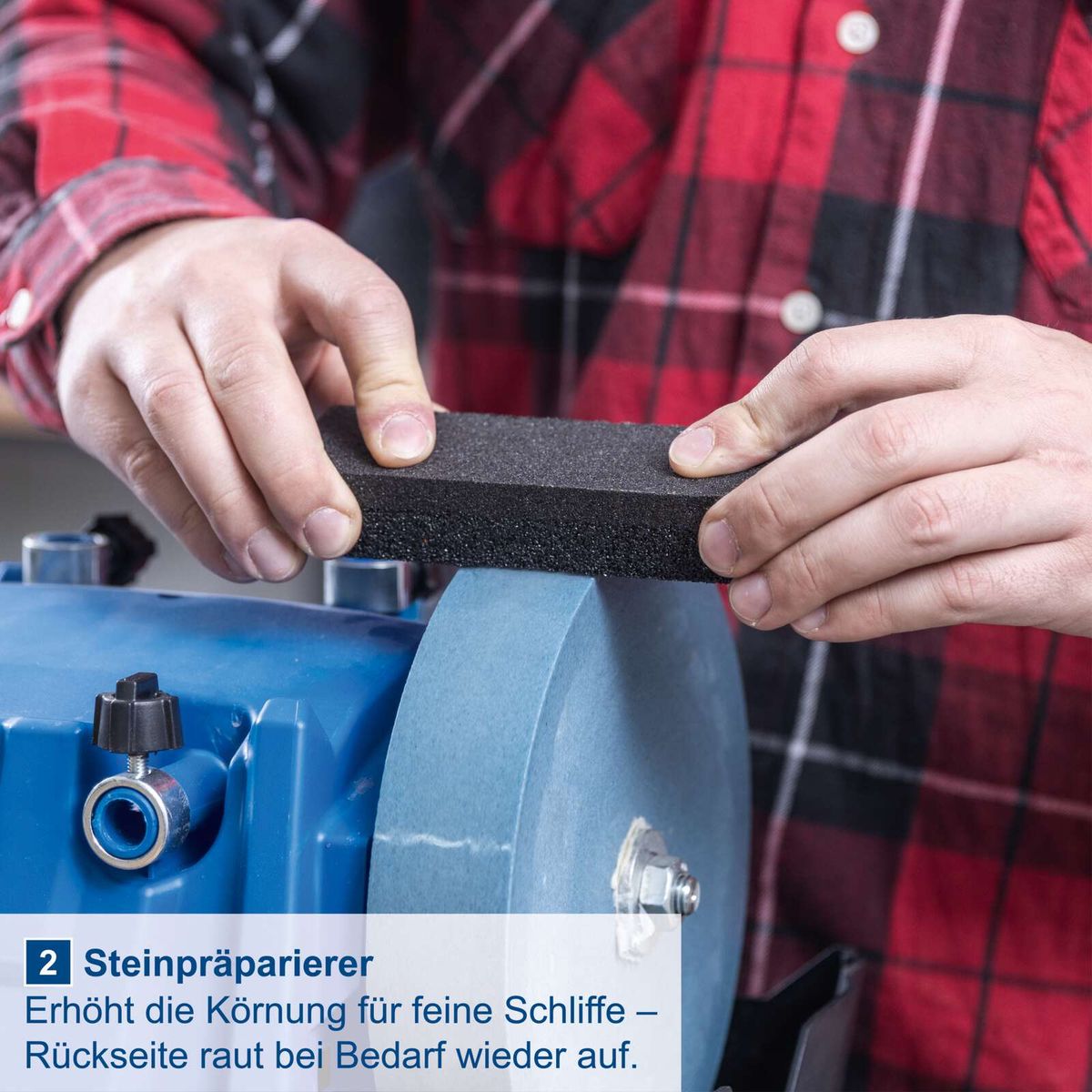 Steinpräparierer mit erhöhte Körnung für präzise Schleifarbeiten, Rückseite für Nachbearbeitung bereitstellbar