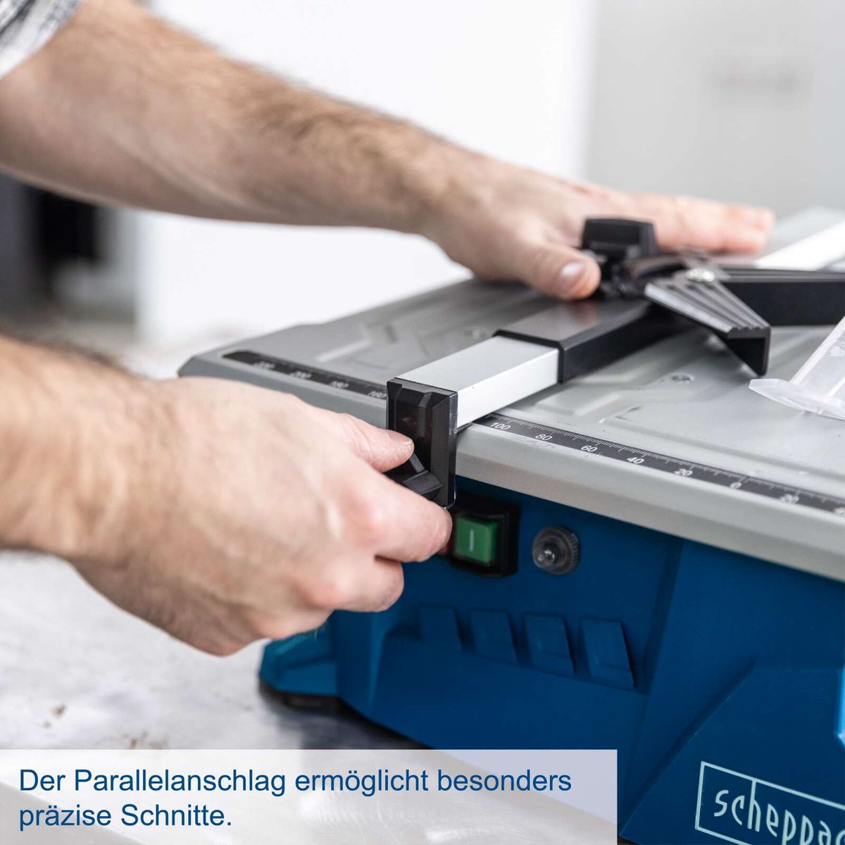 Parallelführung für präzise Schnitte auf Scheppach-Stein- und Fliesenschneider