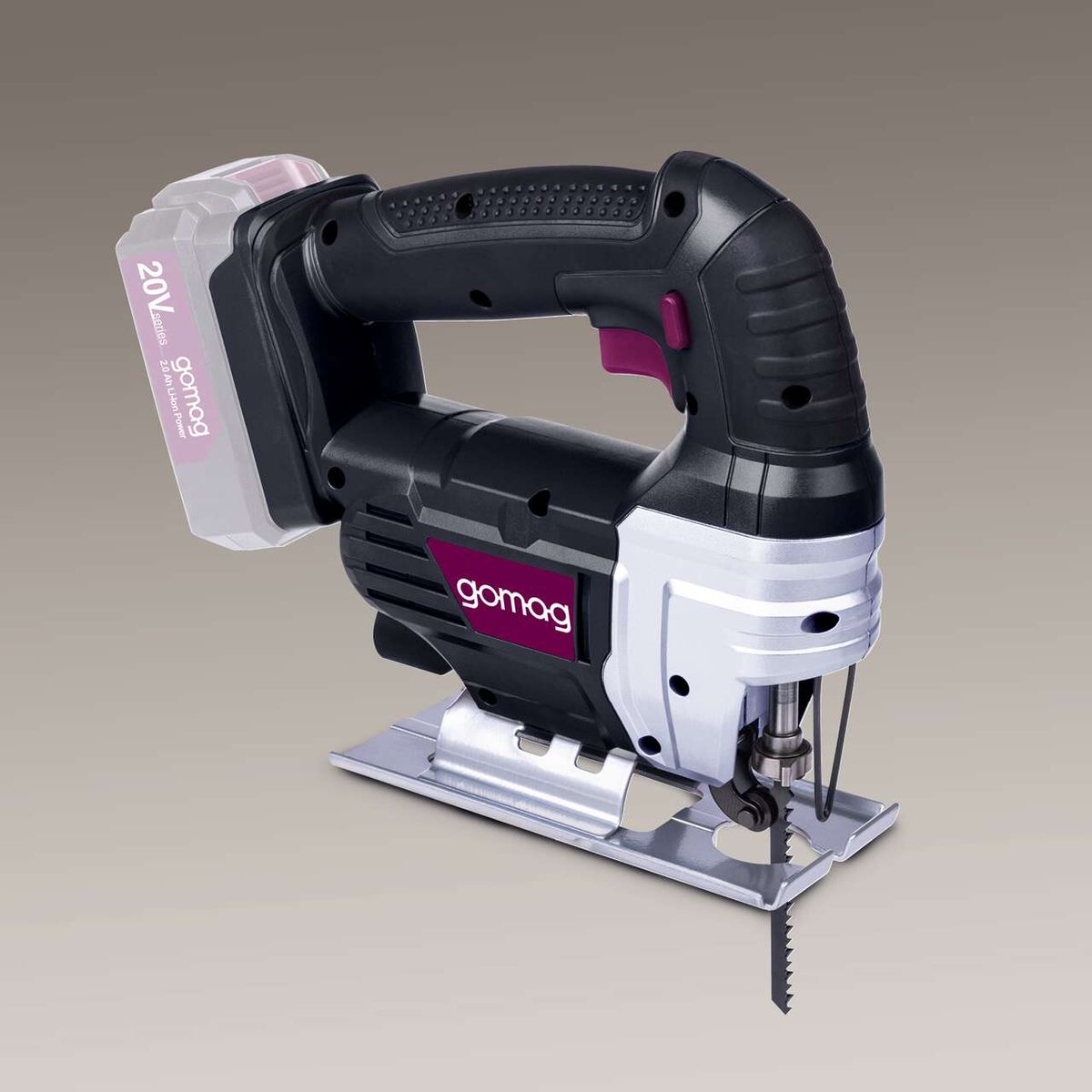 Die Akku-Stichsäge GO-STS220 gomag verfügt über einen 20V Akku und ein 2,0 Ah Lithium-Power-System. Sie ist mit einem ergonomischen Griff und einer robusten Bauweise ausgestattet.