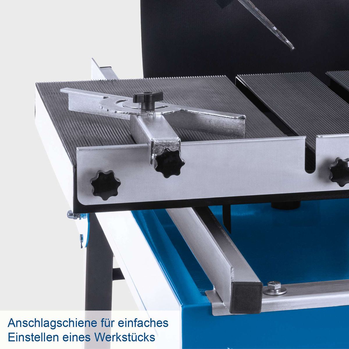 Anschlagschiene für präzises Einstellen eines Werkstücks auf Steintrennmaschine