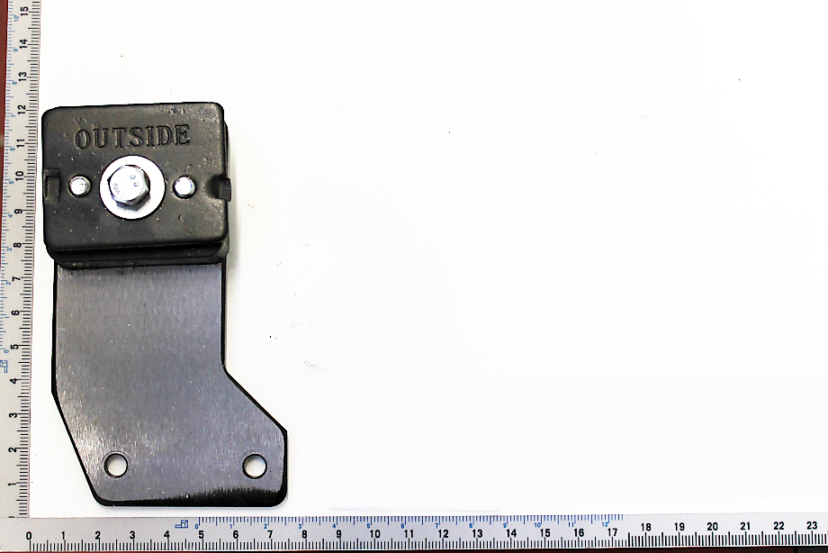 Spaltkeilträger von Scheppach, gezeigt von der Seite mit Maßstab zur Größenveranschaulichung.