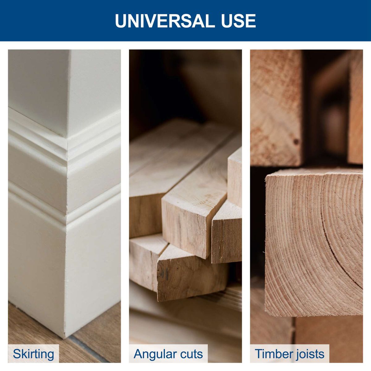 The Scheppach HM210L mitre saw is versatile for different uses. It can be used for skirting, angular cuts, and timber joists. This versatility makes it a universal tool for DIY enthusiasts.