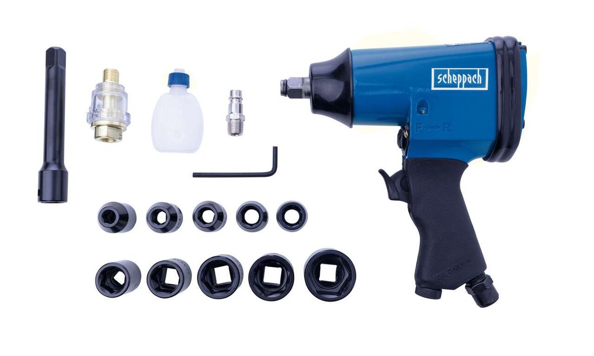Scheppach-Druckluftschrauber-Zubehörset mit Adapter, Düsen und Werkzeugen