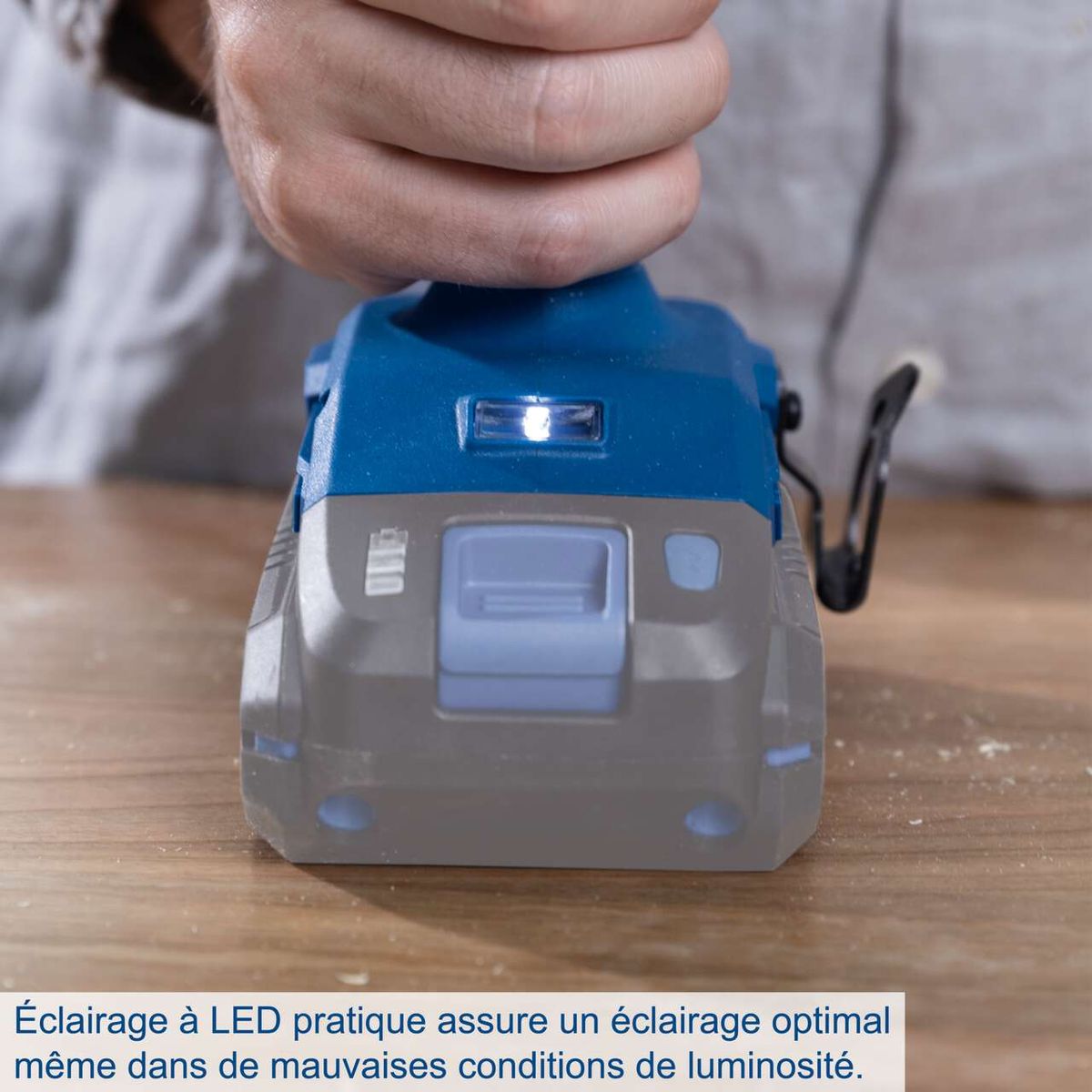 The cordless drill BC-DD60-X by Scheppach features a practical LED light for optimal illumination even in poor lighting conditions.