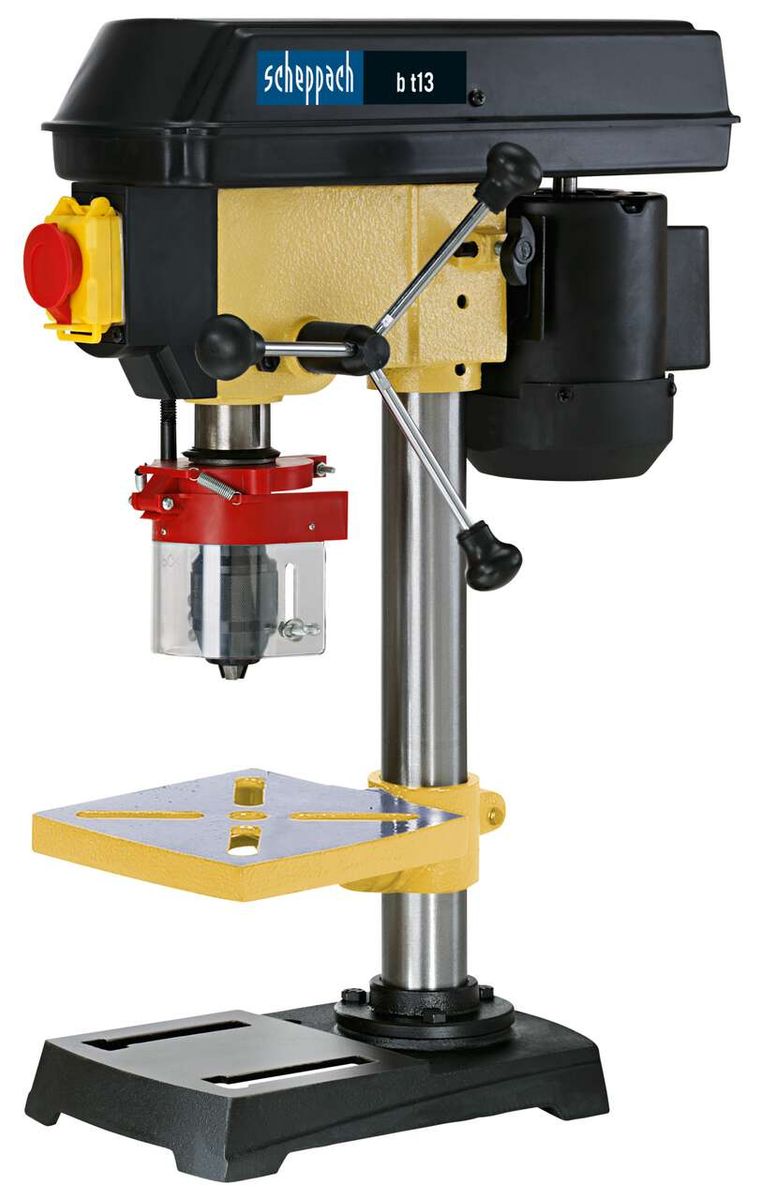 Bohrmaschine b t13 scheppach Schweiz - 230V 50Hz 350W, Ansicht von der Seite.