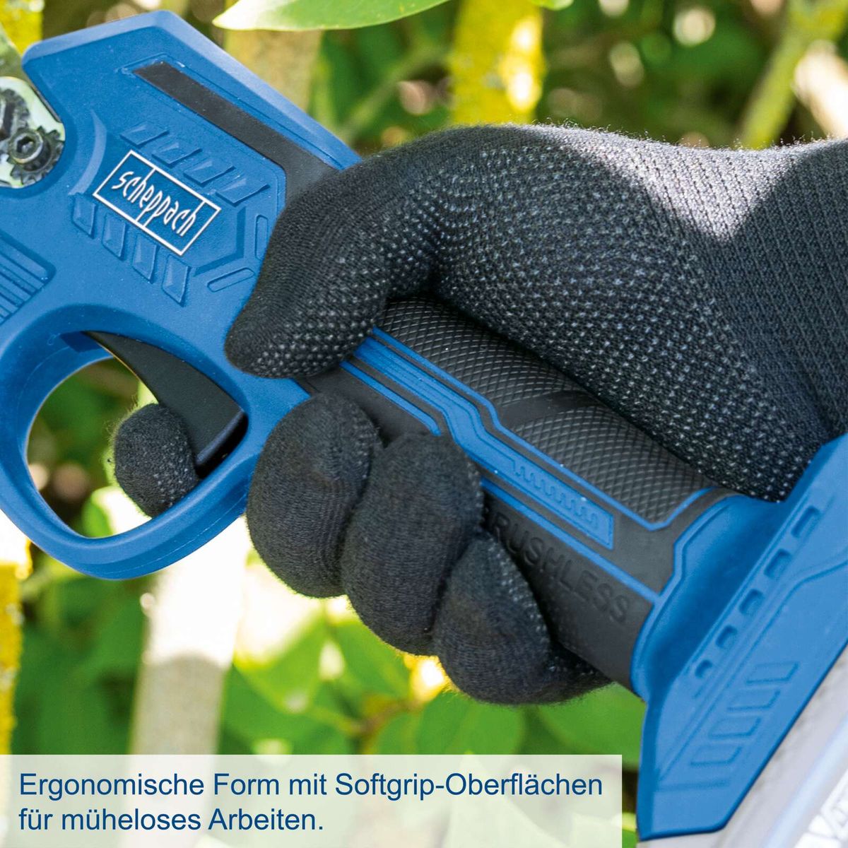 Ergonomische Form mit Softgrip-Oberflächen für müheloses Arbeiten, Scheppach-Pruning-Shears