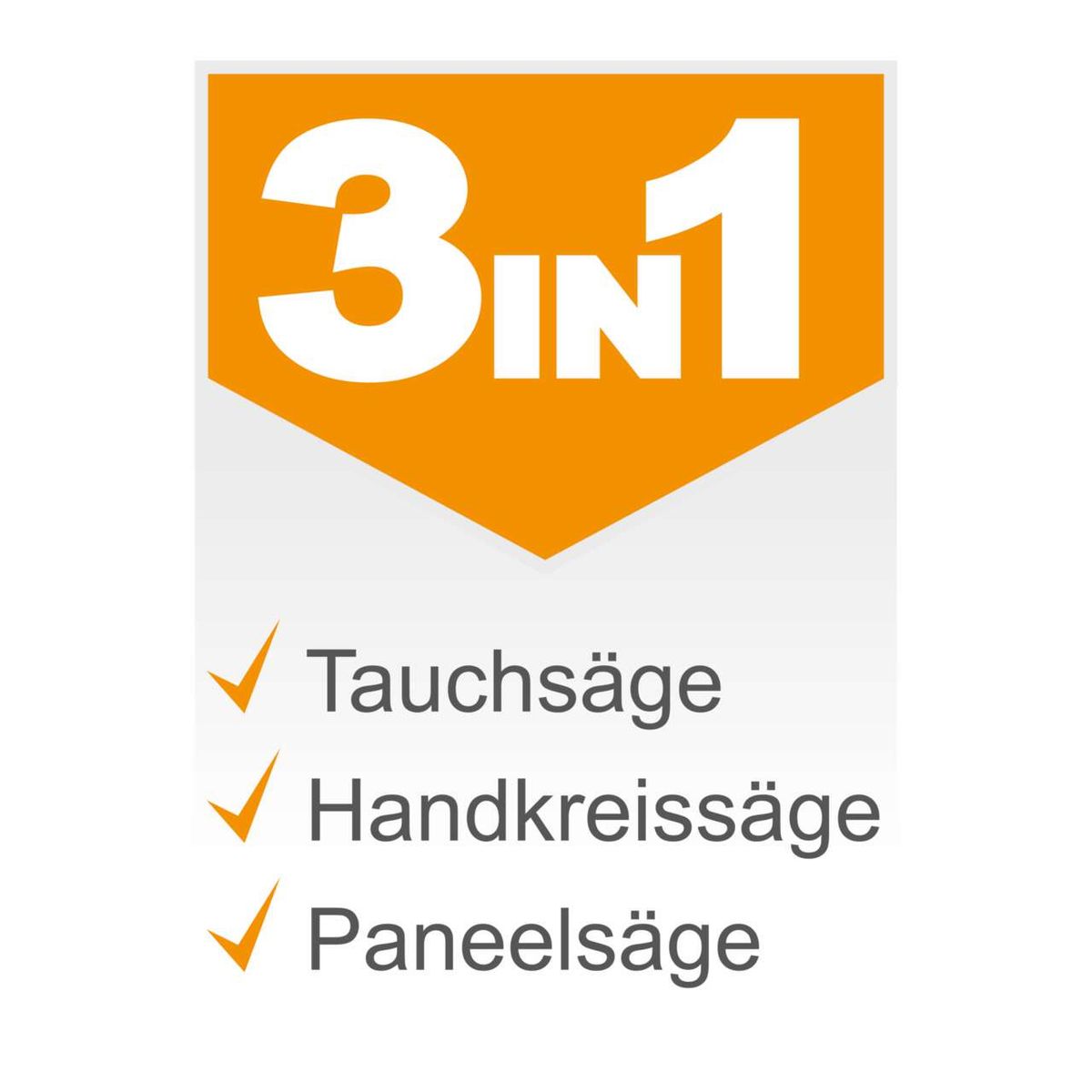 Das Produkt ist eine Tauchsäge mit den folgenden Merkmalen: Tauchsäge, Handkreissäge, Paneelsäge.