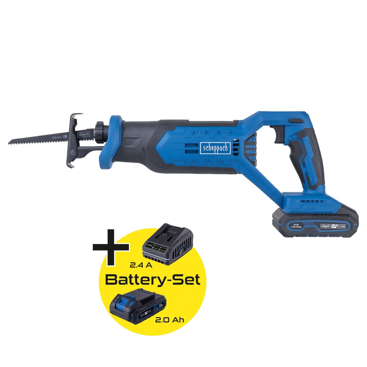 Scheppach-Werkzeugset mit Akkubohrer und Batterie-Set (2,4 Ah und 2,0 Ah)