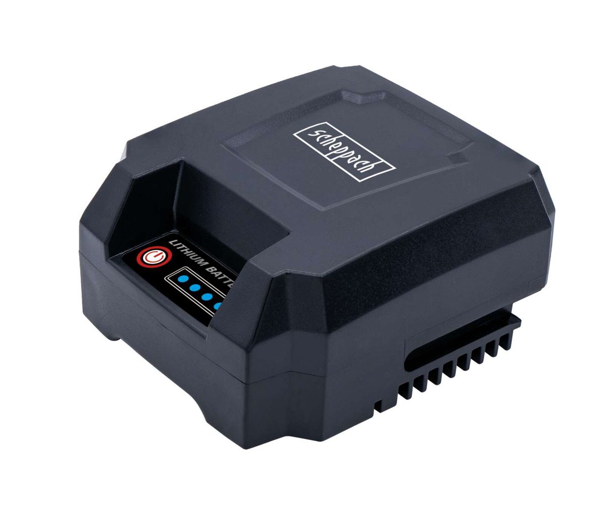 Scheppach Akku BP2.0A-Li12V, Lithium-Batterie, von vorne gezeigt.