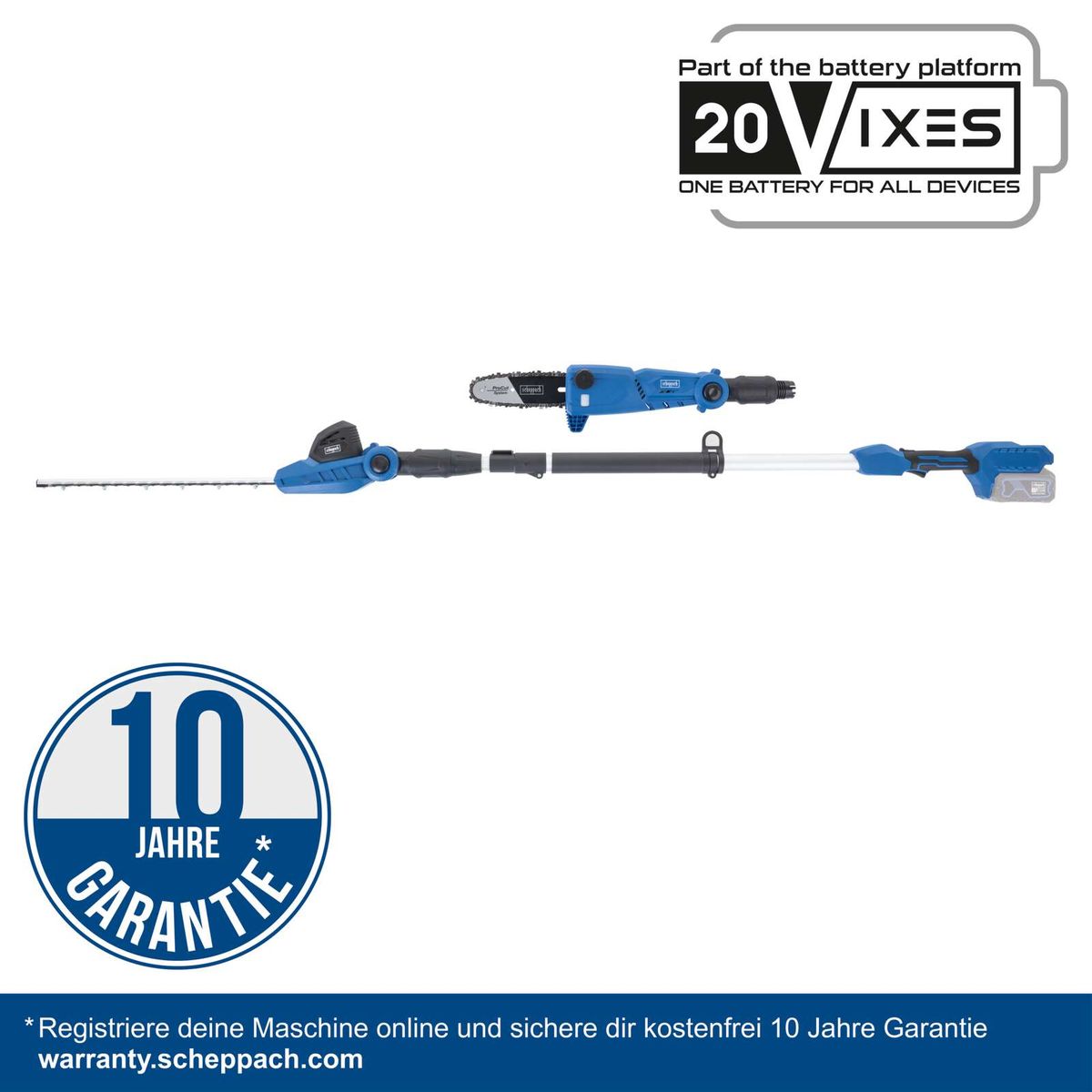 10-jährige Garantie für Werkzeug von Scheppach, inkl. Batteriekompatibilität für 20 Geräte