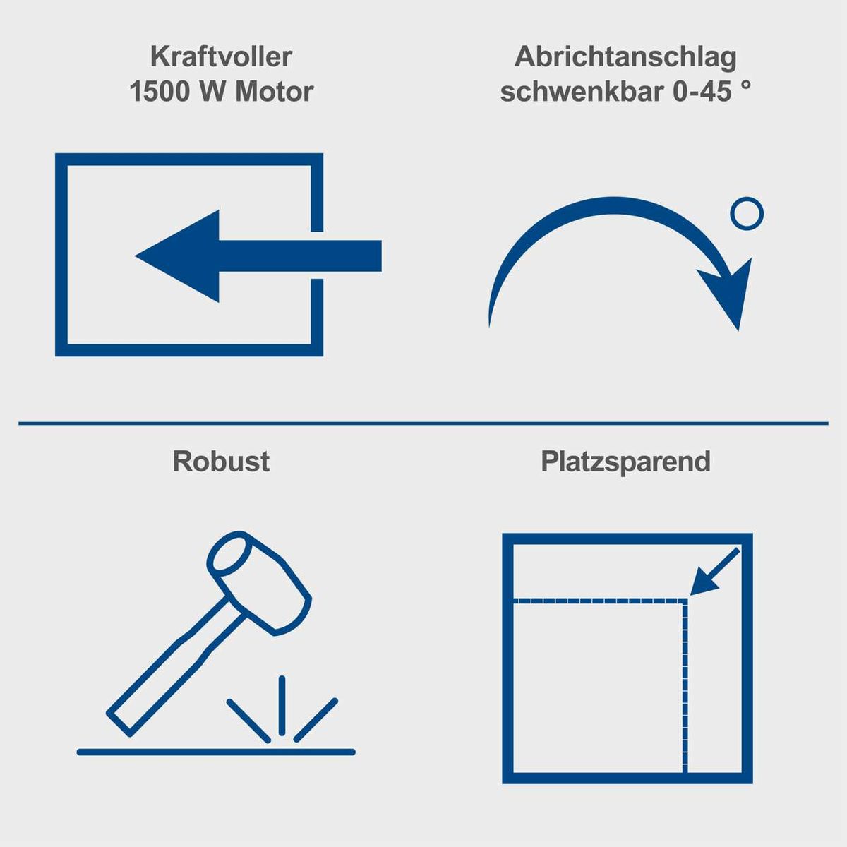 Die Abricht- & Dickenhobelmaschine HMS1070 von Scheppach verfügt über einen kraftvollen 1500-W-Motor. Der Abrichtanschlag ist schwenkbar im Bereich von 0-45 Grad. Das Gerät ist robust und platzsparend konstruiert.