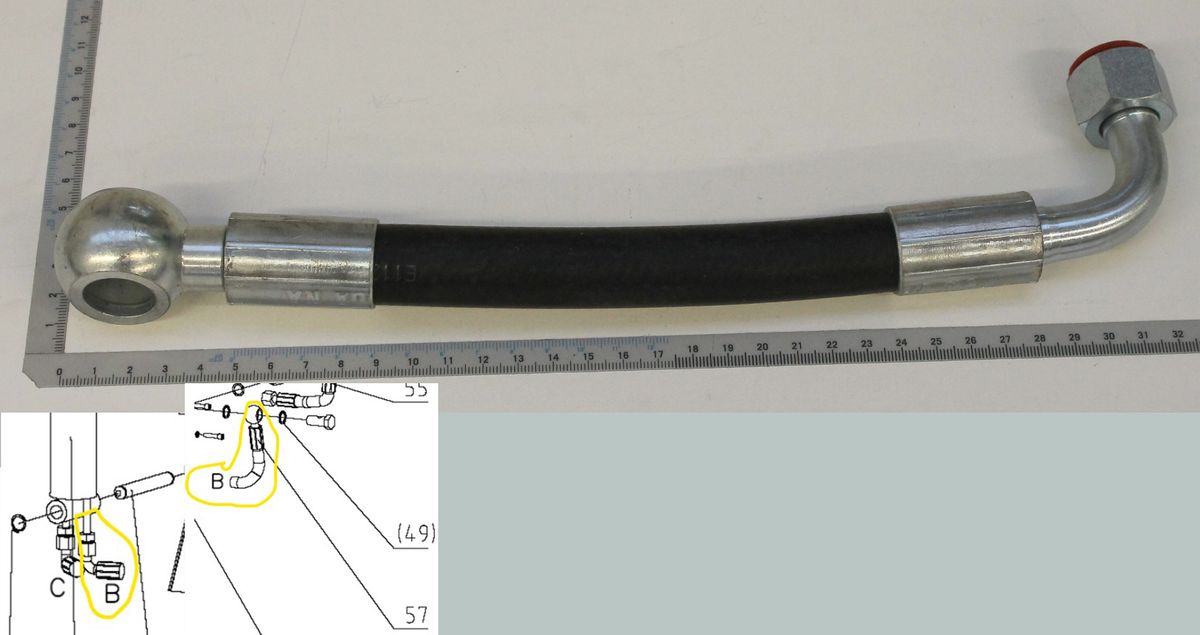 Hydraulikschlauch mit Anschlussstutzen und Messskala für Scheppach-Produkt