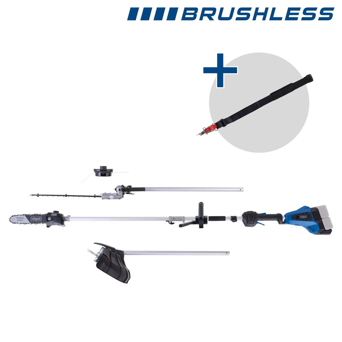 Brushless-Multifunktionswerkzeug mit Akku, inkl. verschiedenen Anschlüssen und Halterungen für präzise Handhabung