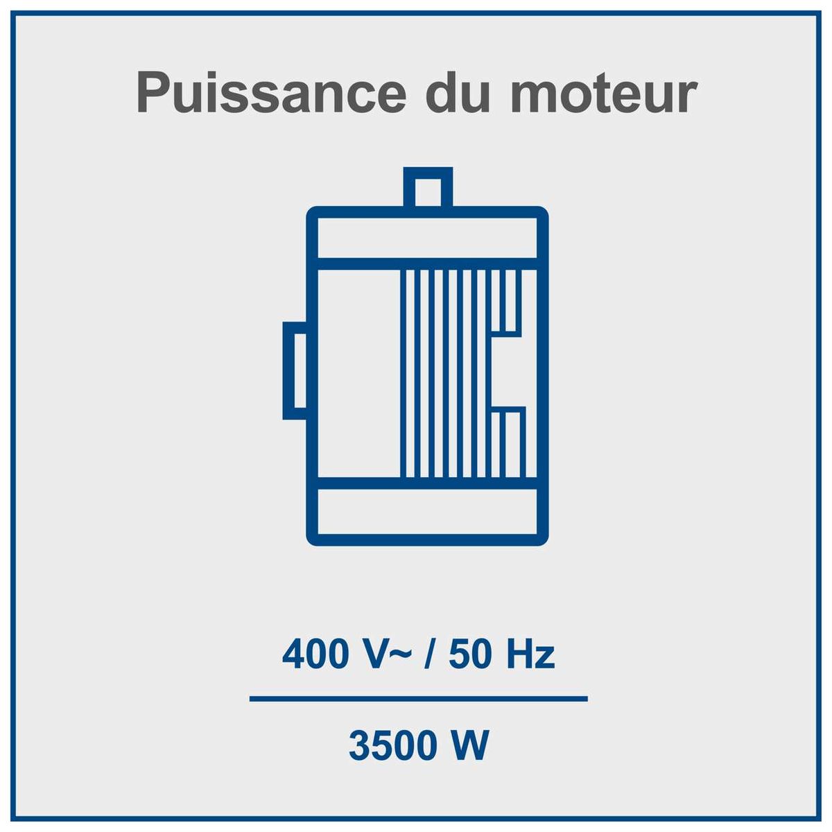 Motor power: 400 V~ / 50 Hz, 3500 W