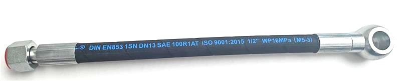 Hydraulikschlauch M22x1,5 / Auge Ø20,5, Ansicht von der Seite.