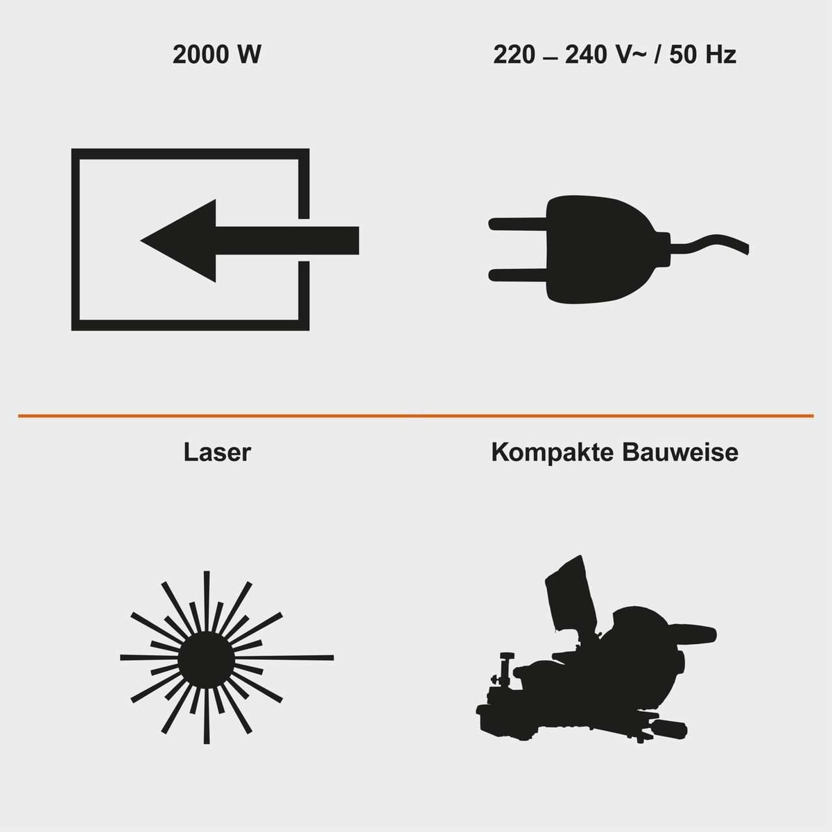 Die Kapp-, Zug- und Gehrungssäge IX-KZP305 IXES hat eine Leistung von 2000 Watt und funktioniert mit 220-240 V / 50 Hz. Sie verfügt über einen Laser für präzise Schnitte und eine kompakte Bauweise.