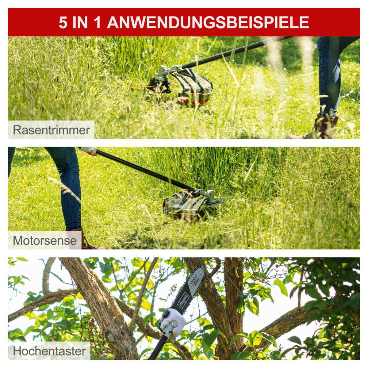 Multifunktionswerkzeug mit Rasentrimmer-Funktion für Rasenpflege