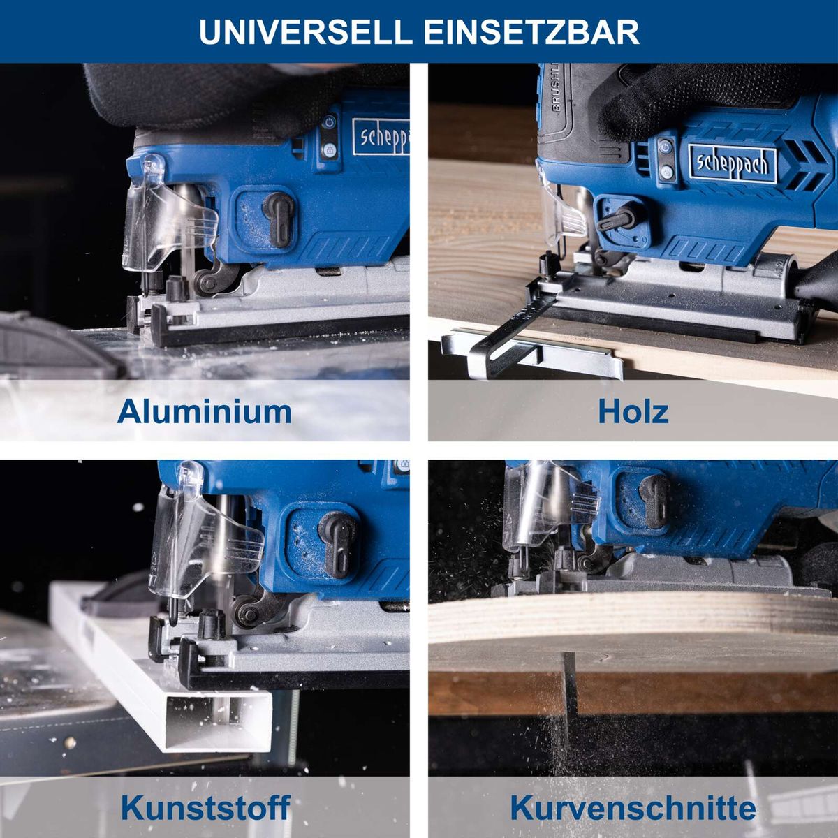Universal einsetzbare Werkzeugschneiden für Aluminium, Holz, Kunststoff und Kurvenschnitte