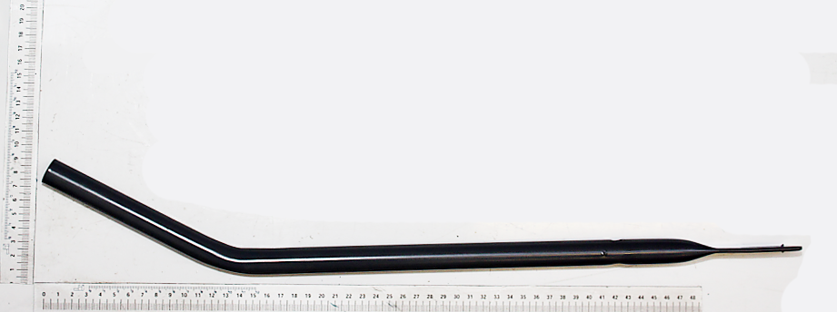 Ein Schalthebel mit geradem Griff und gebogenem Ende, dargestellt von der Seite.