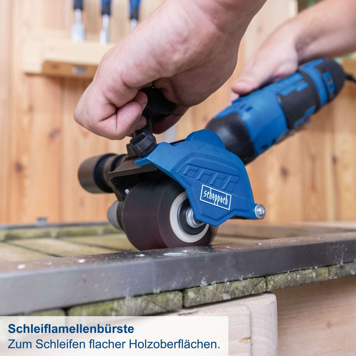 Scheiflamellenbürste für flaches Schleifen von Holzflächen