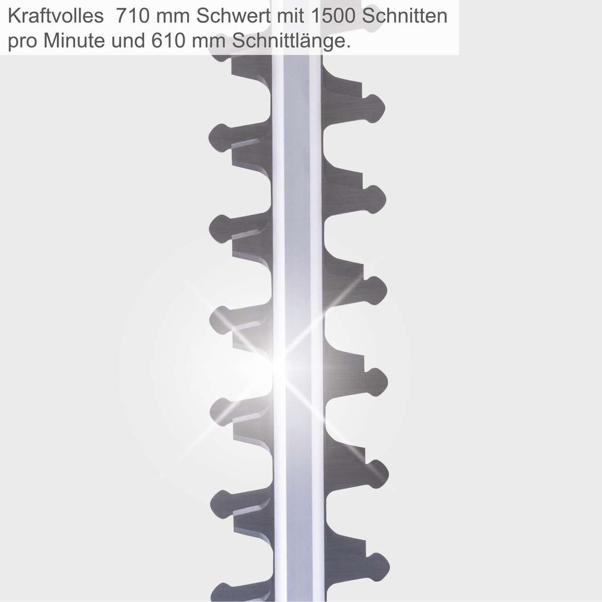 Elektro-Heckenscheren-Schwert mit 710 mm Länge und 1.500 Schnitte pro Minute, 610 mm Schnittlänge
