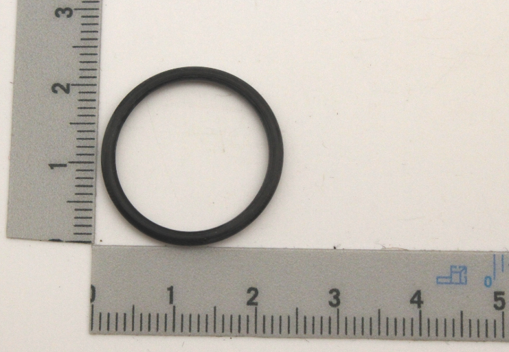 Ein O-Ring mit einem Durchmesser von 23 mm und einer Dicke von 2 mm, von oben fotografiert.