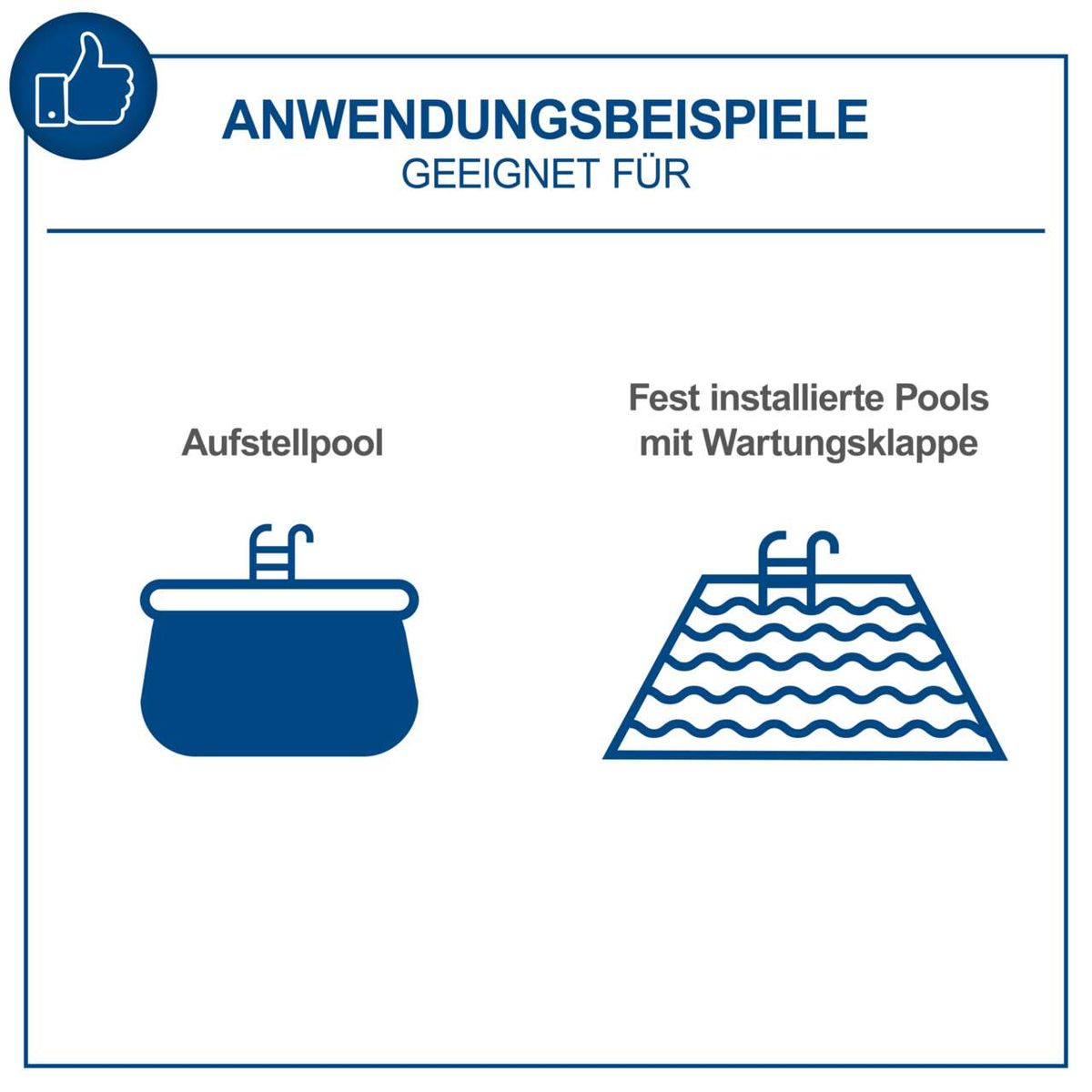 Anwendungsbeispiele für die Scheppach Poolfilter Sandfilter Anlage PSFA15. Geeignet für Aufstellpool und fest installierte Pools mit Wartungsklappe.