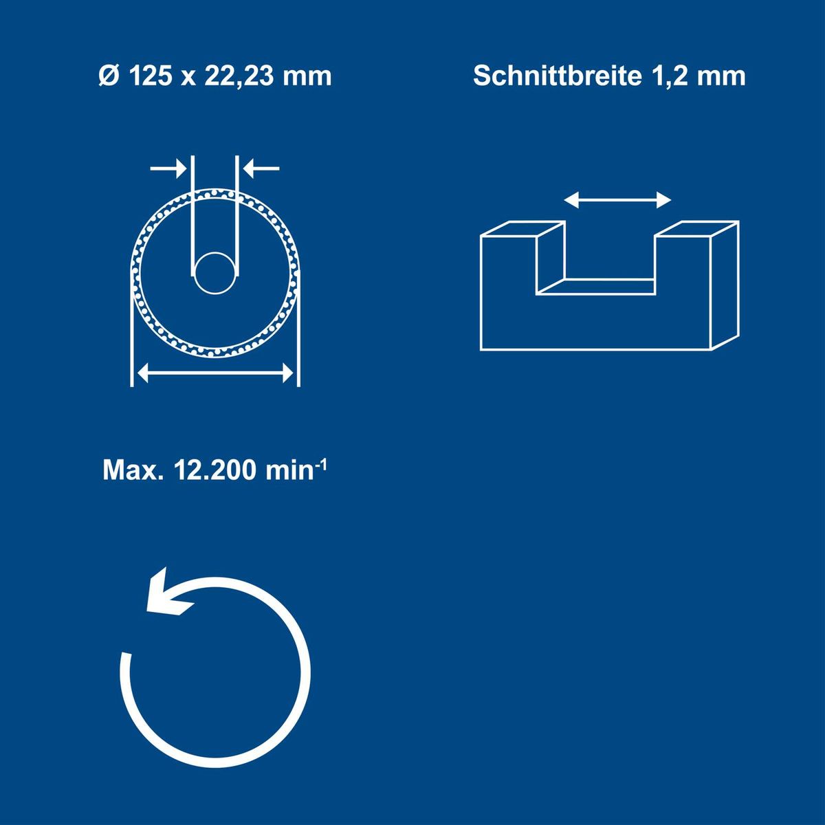 Trennscheiben-Set mit 12 Stück, Ø 125 mm, Schnittbreite 1,2 mm, Länge 22,23 mm für Metallarbeiten