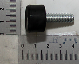 Gummifuß M8 x 23, Ansicht von der Seite mit Maßstab im Hintergrund.