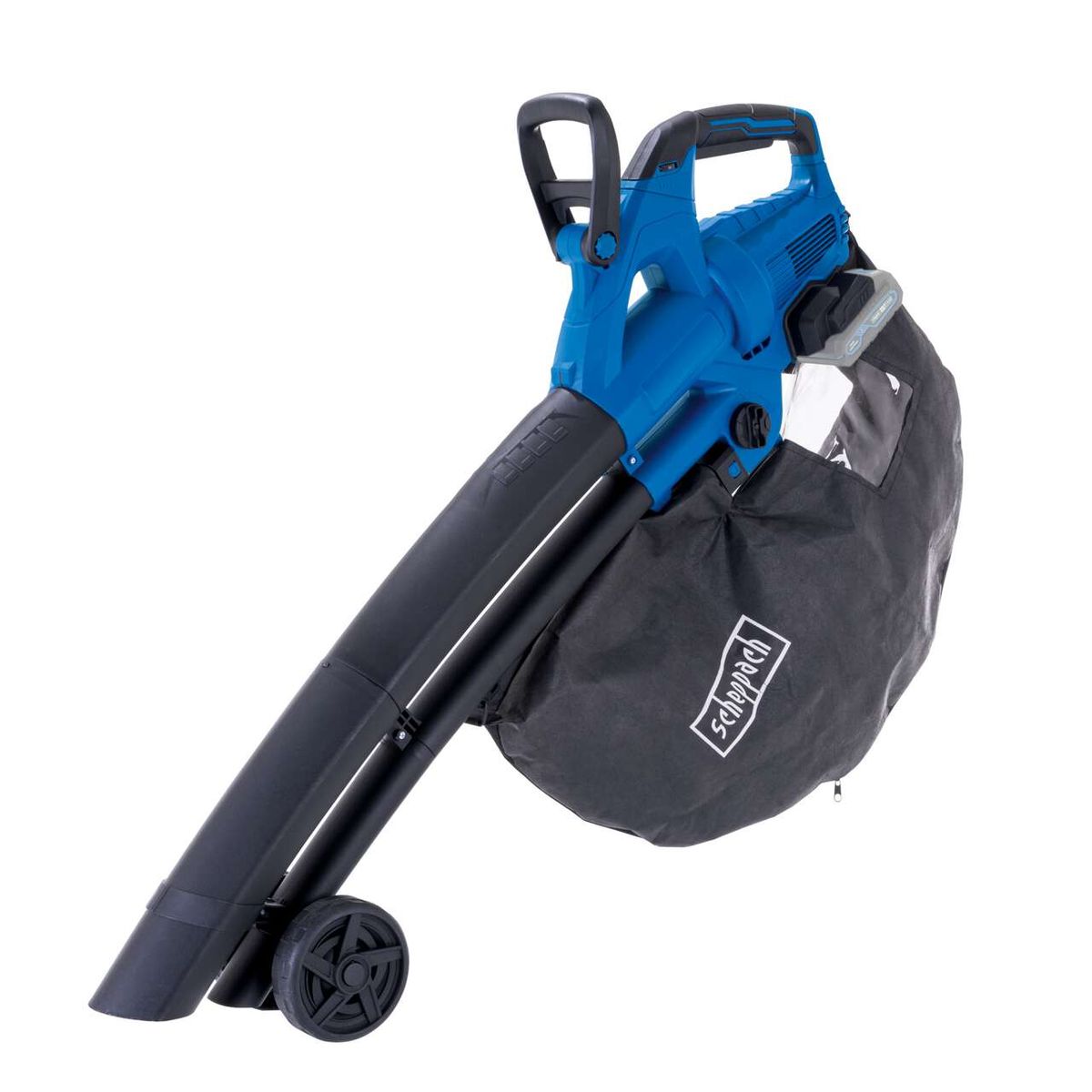 Der Scheppach Akku-Laubsauger/-bläser BC-BLV720-X mit 45L Auffangbehälter und einer Luftgeschwindigkeit von 210 km/h. Brushless Motor für effiziente Leistung.