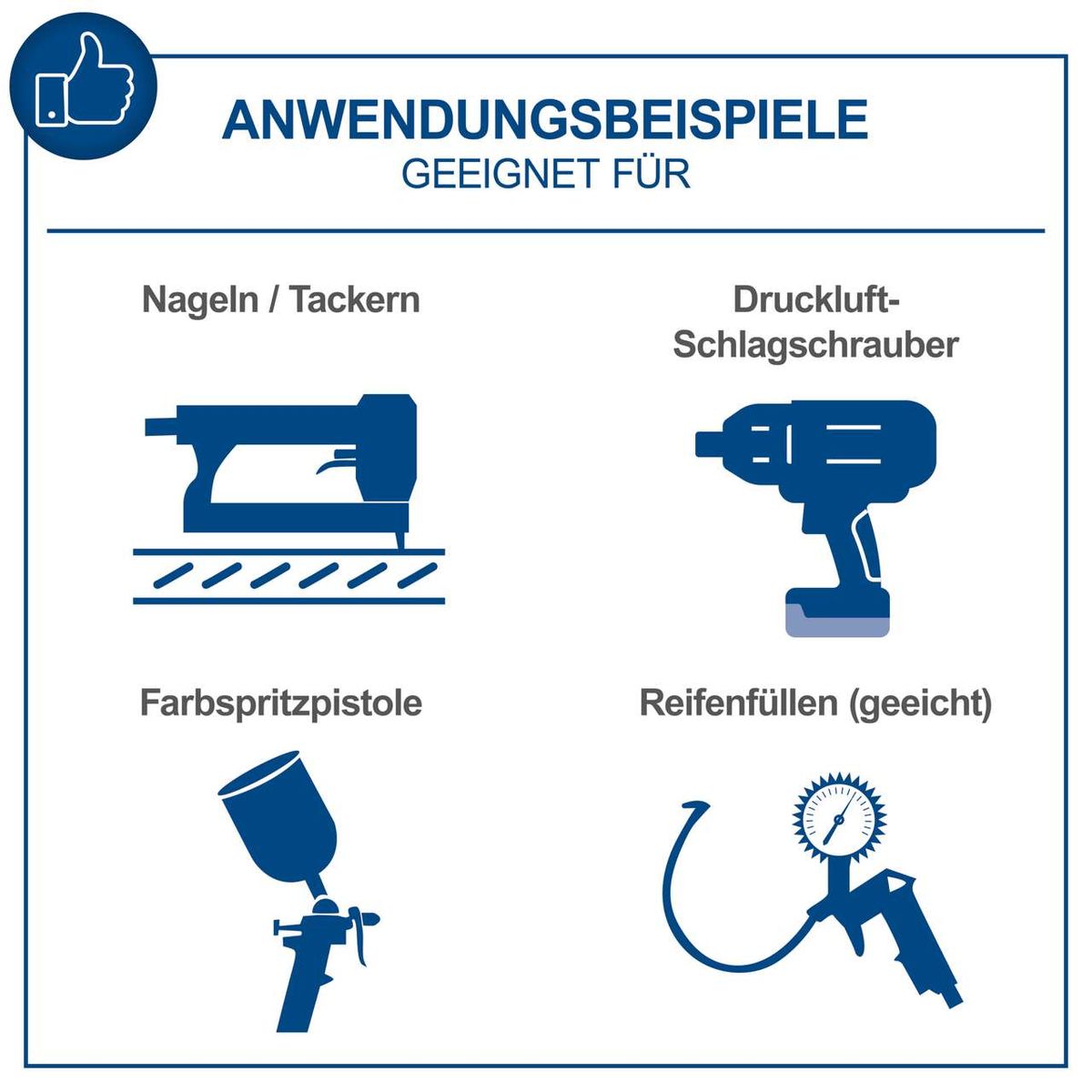 Der Kompressor HC550TC 400V von Scheppach eignet sich für Nageln/Tackern, Druckluft-Schlagschrauber, Farbspritzpistolen und Reifenfüllen (geeicht).