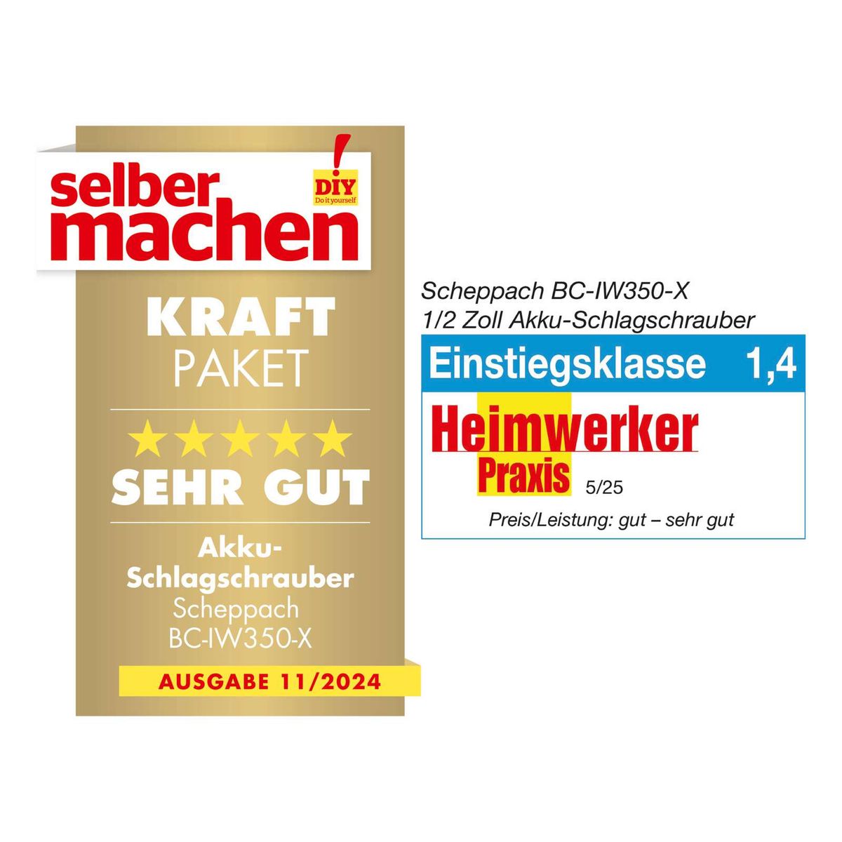 Scheppach Akku-Schlagschrauber BC-IW350-X mit Kraftpaket-Paket, sehr gut bewertet, inkl. Preis-Leistung-Hinweis