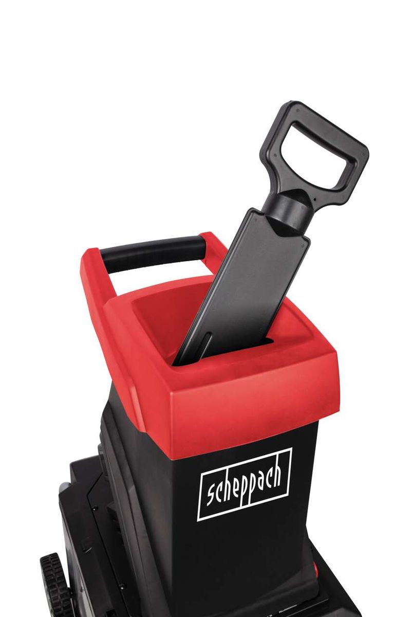 Der Scheppach Häcksler GS59 von oben mit Griff und Einfüllöffnung.