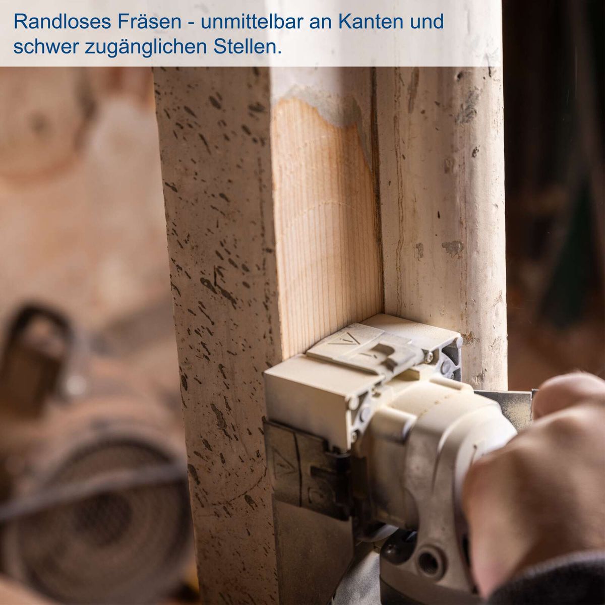 Randloses Fräsen an Kanten und schwer zugänglichen Stellen mit Lackfräse LFR720 Scheppach