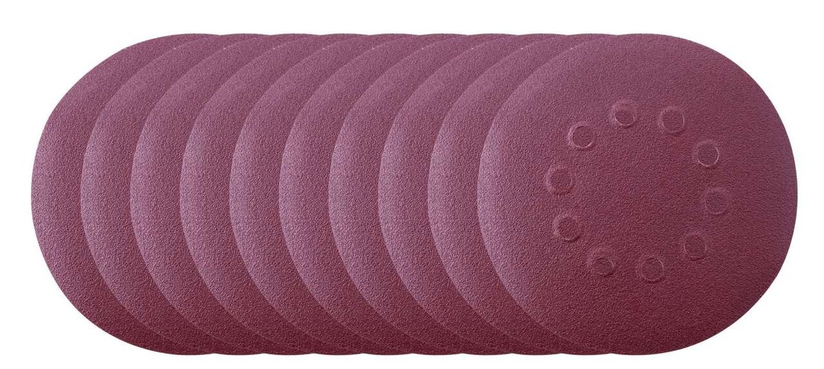 Rundes Schleifpapierstück aus dem 10er-Set (Scheppach) mit perforierten Rändern