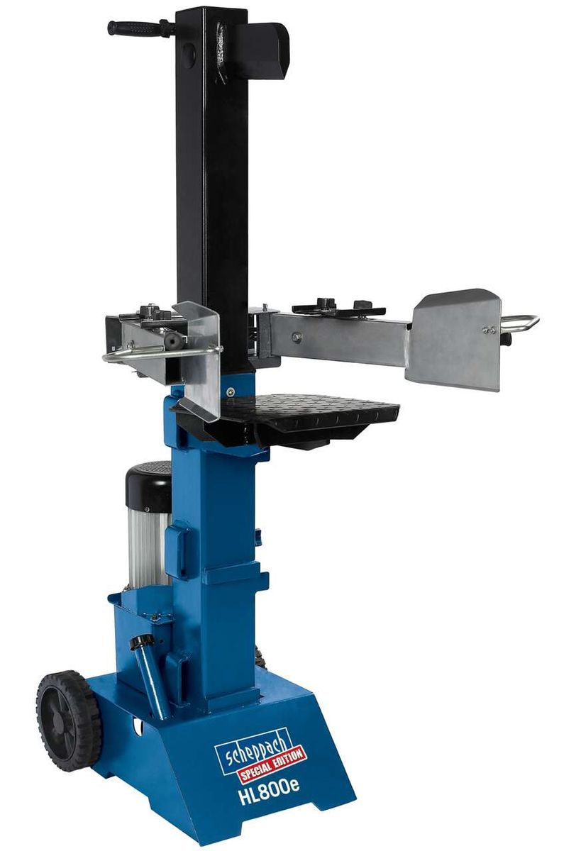 Hydraulikspalter HL800e von Scheppach, Special Edition. Gezeigt von der Seite.