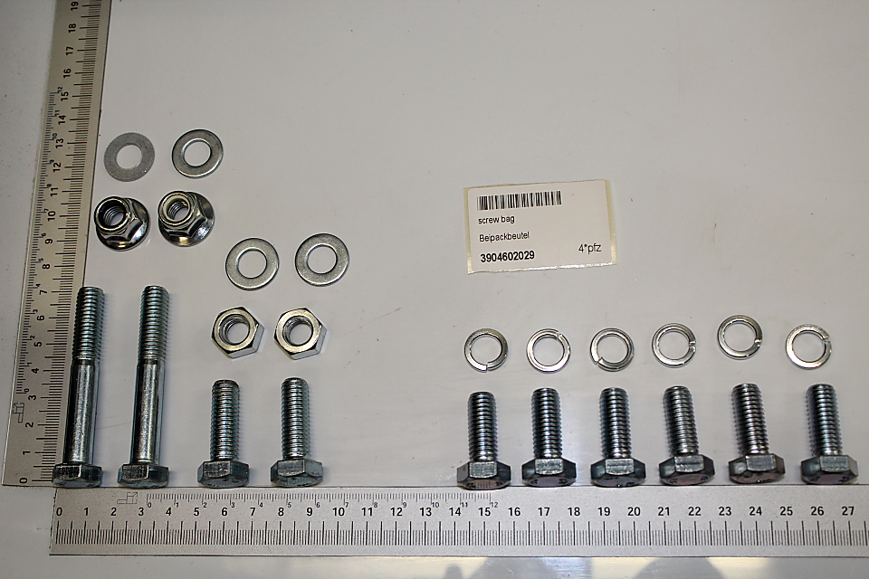 Set mit Schrauben, Muttern und Ringelementen (Scheppach-Beipackbeutel 3904602029)