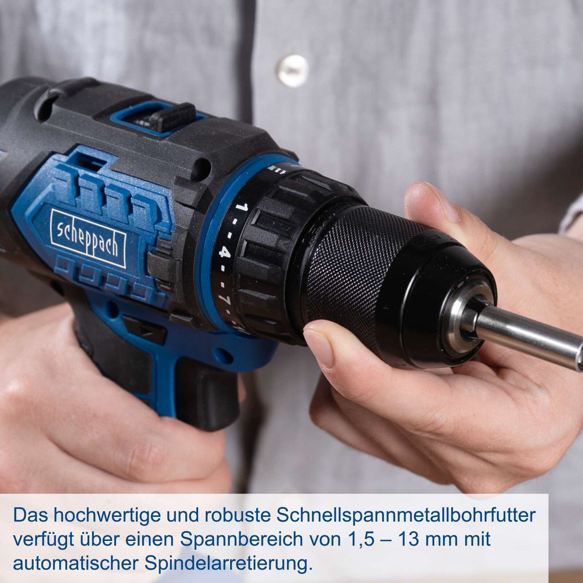 Robuster Schnellspannmetallbohrfutter mit Spannbereich 1,5–13 mm und automatischer Spindelabstimmung