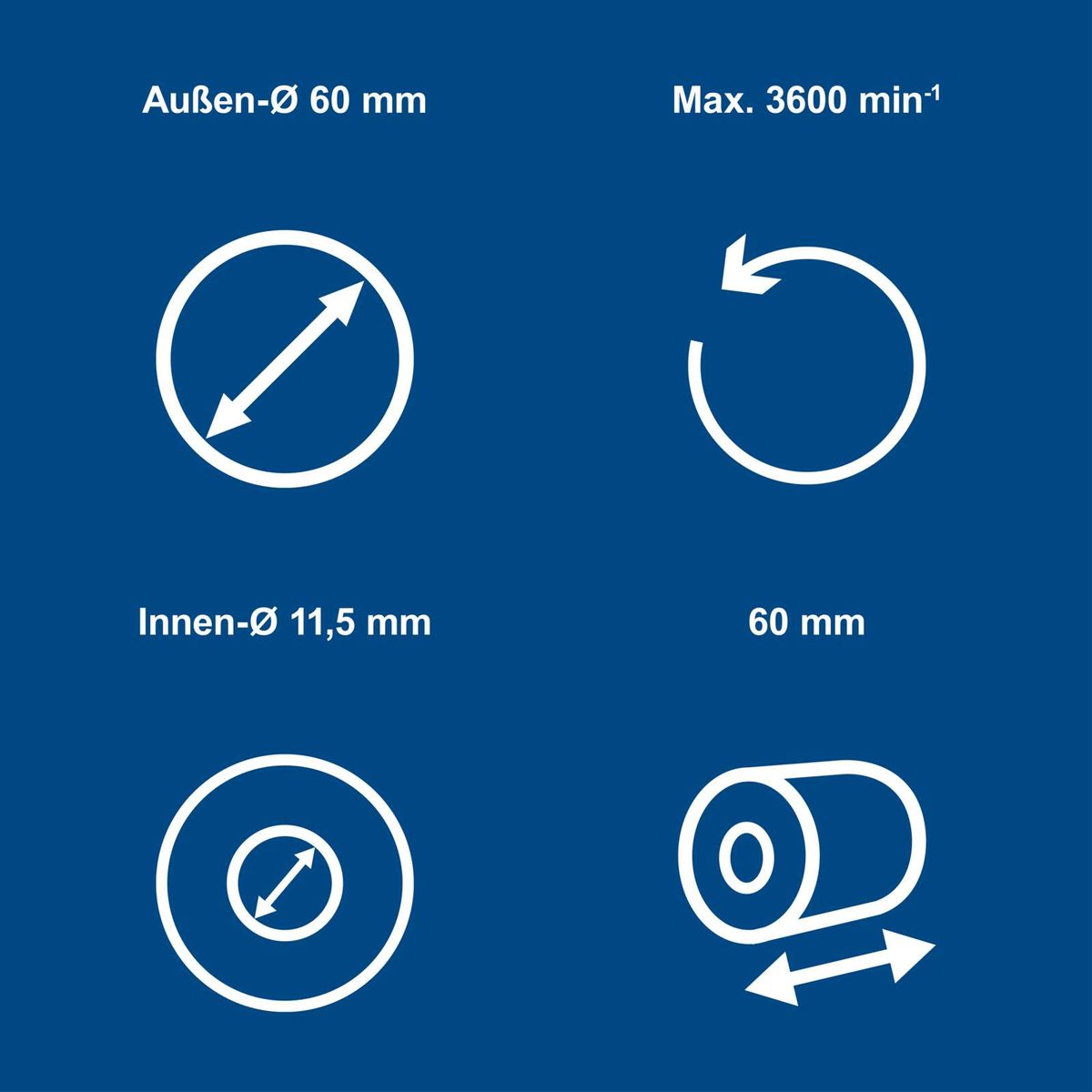 Universal-Rundbürste mit Außendurchmesser 60 mm und Innendurchmesser 11,5 mm für Rundbürsten-Set