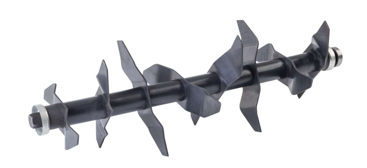 Messerwalze SC36 von Scheppach, Ansicht von der Seite. Messerwalze mit vier scharfen Klingen, geeignet für Heimwerker.