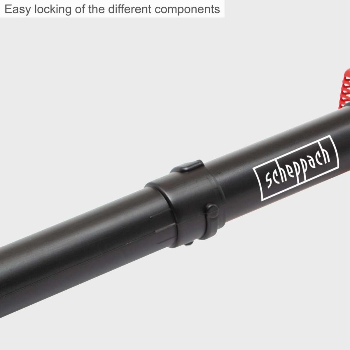 Scheppach easy locking connector for tool components of the leaf blower