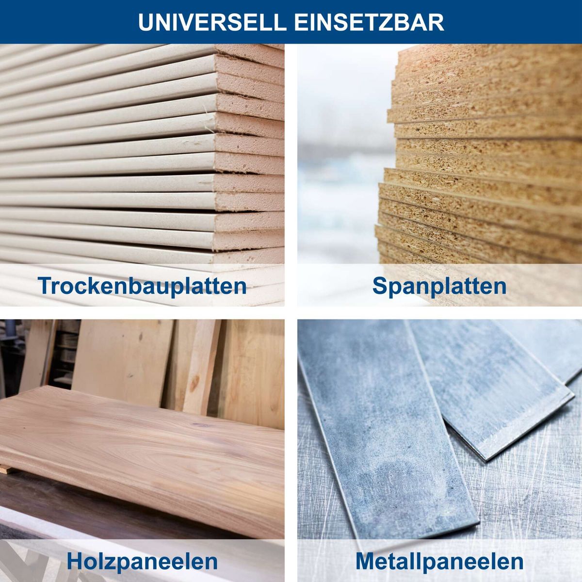 Universal einsetzbare Holzbauplatten und Spanplatten sowie Holz- und Metallpaneele für Bauprojekte