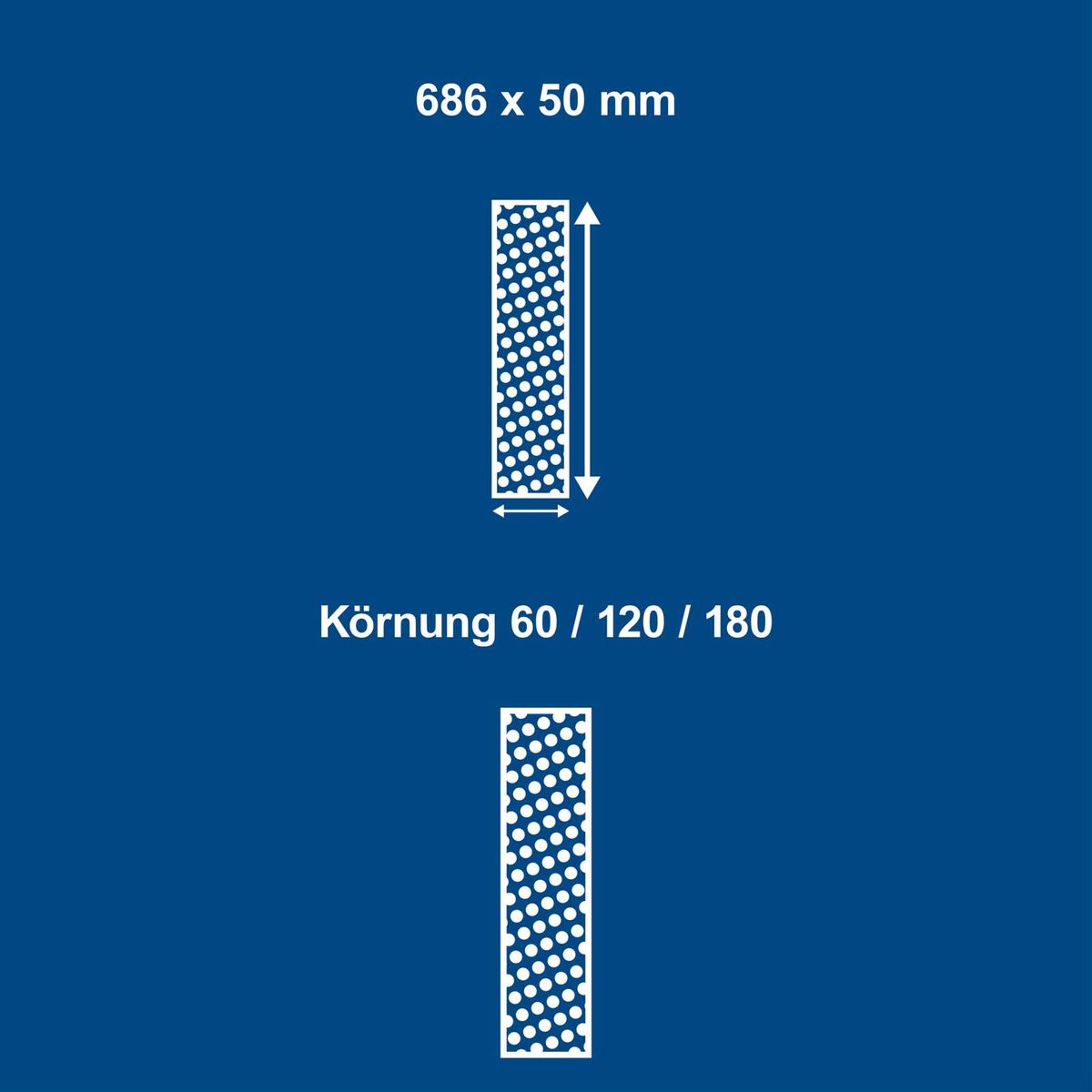Scheppach-Drehschlüssel mit Abmessungen 686 × 50 mm und Kornstufen 60/120/180