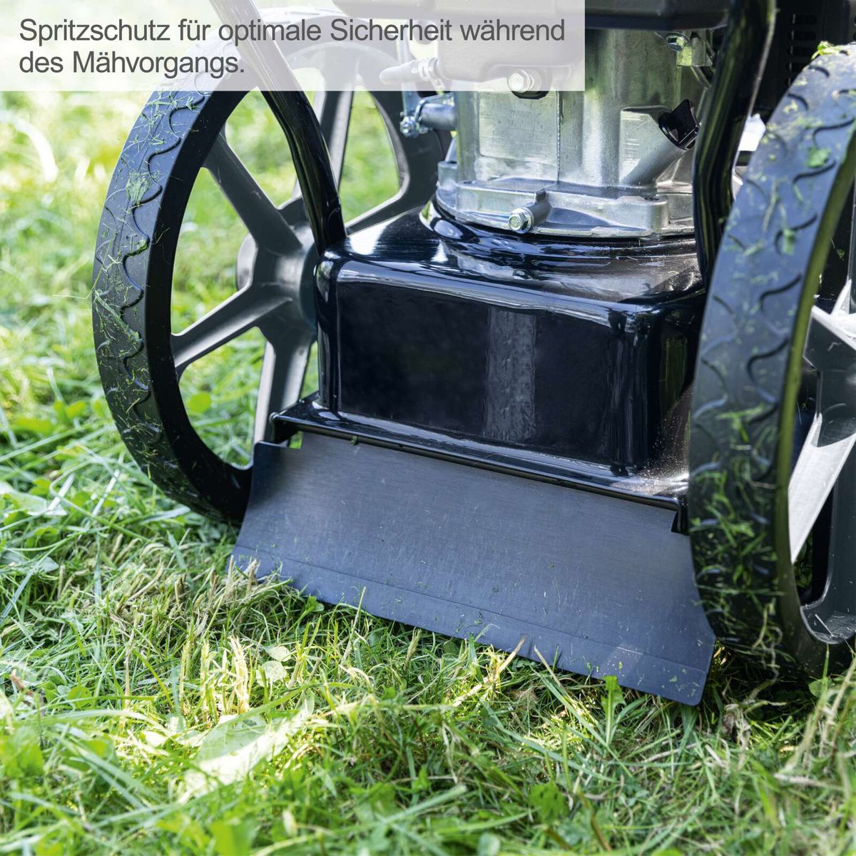 Scheppach-Wiesenmäher mit Spritzschutz für optimale Sicherheit beim Mähen