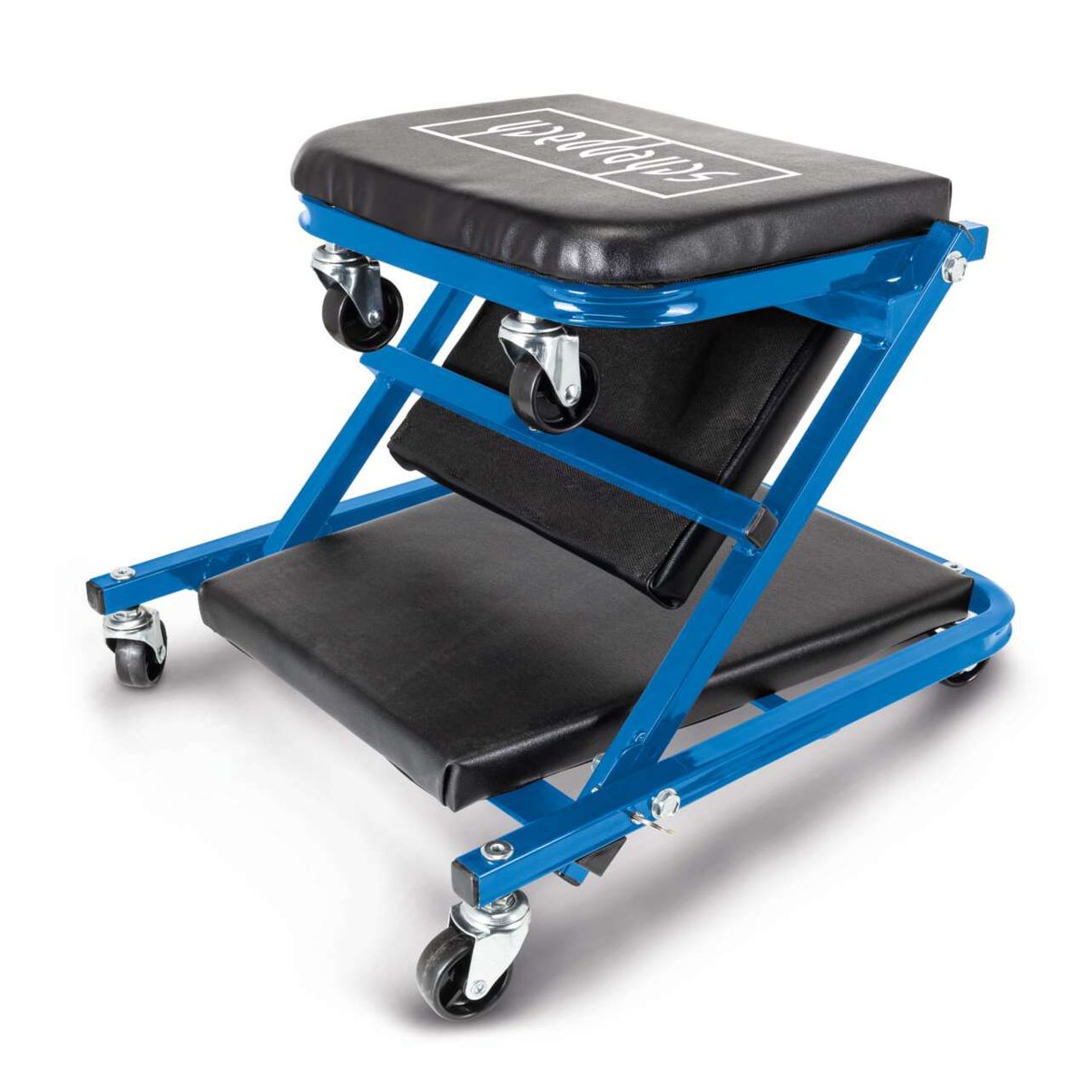 2-in-1 KFZ-Rollliege mit verstellbarer Rückenlehne und ergonomischem Design für maximalen Komfort. Belastbar bis 150 kg. Ideal für Werkstattarbeiten.