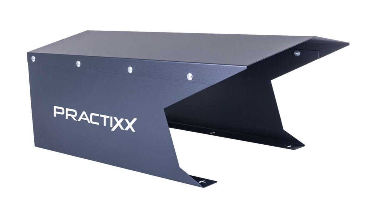 Mährobotergarage Practixx von Scheppach, gezeigt von der Seite.